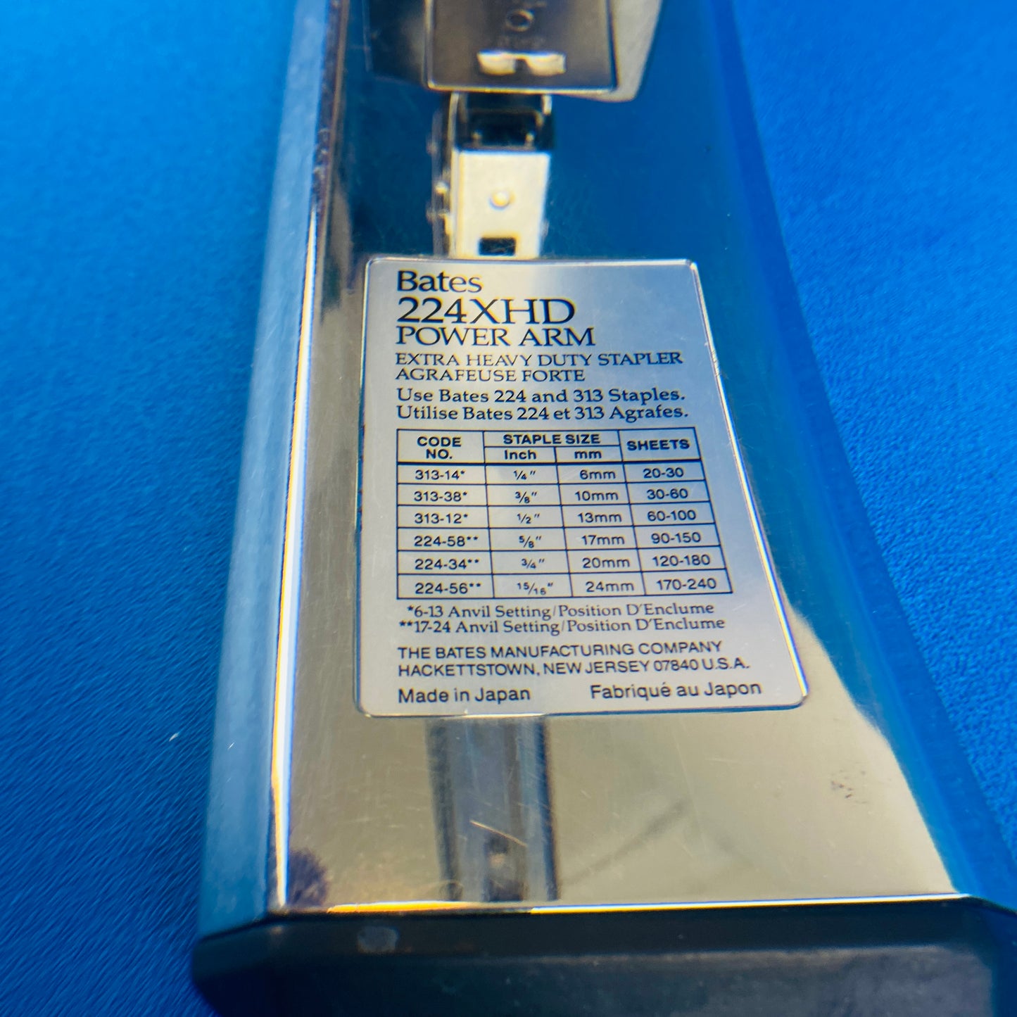 bates 224XHD power arm stapler