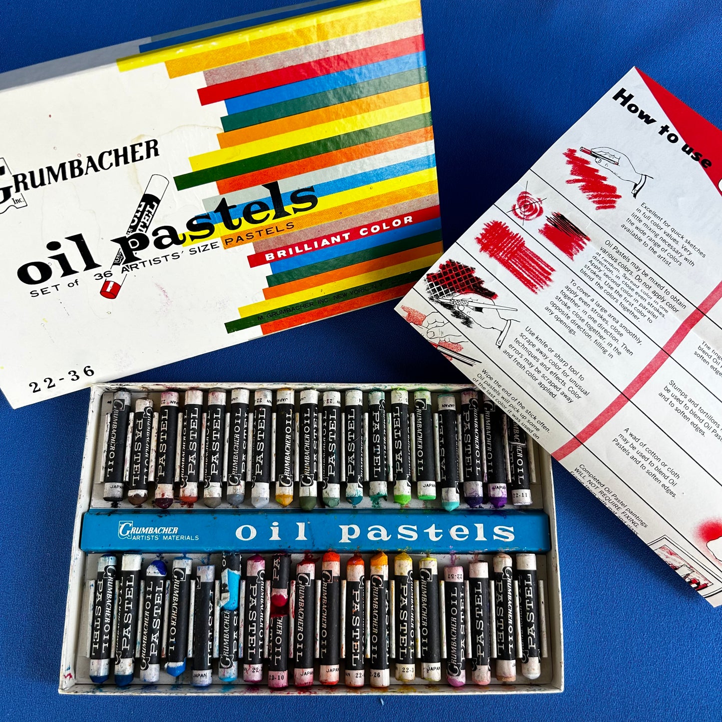 vintage oil pastels set by m. grumbacher